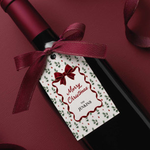Red Bow Merry Christmas Personalised Favour Gift Tags