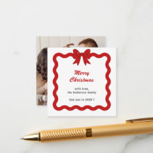 Red Bow Mini Photo Christmas Holiday Card