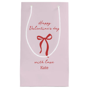 Red Bow Minimalist Valentine's Day Small Gift Bag