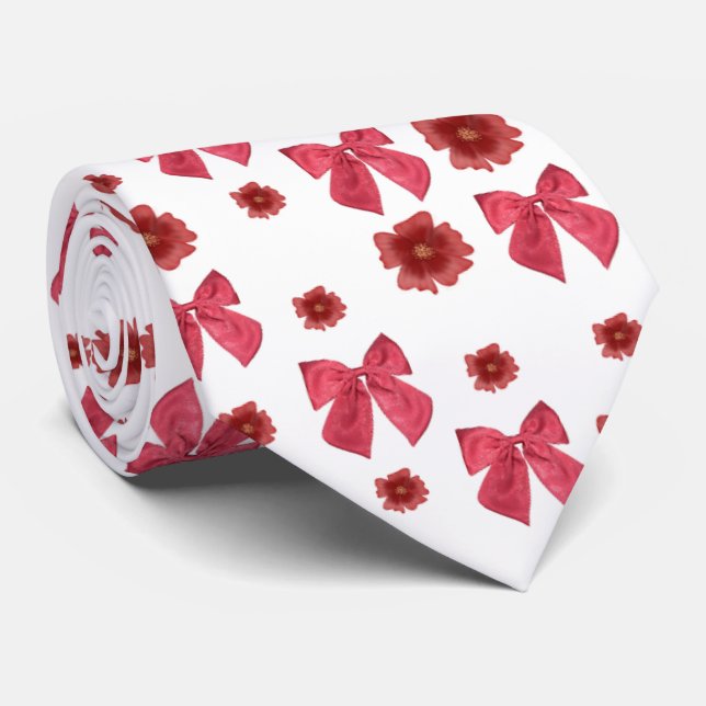 red bow pattern tie (Rolled)