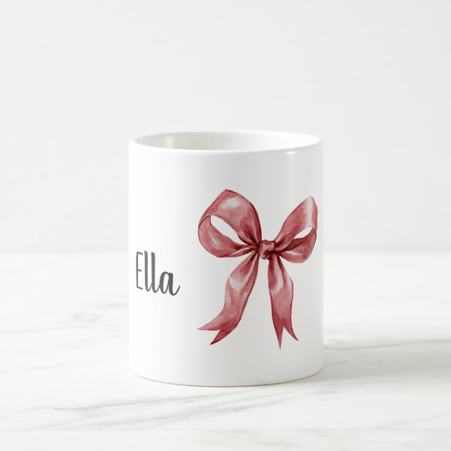 Red Bow Personalised Coffee Mug (Center)