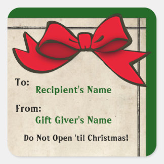 Red Bow (Personalised) To-From Christmas Sticker