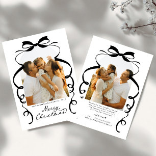 Red Bow Photo Merry Christmas Arch Holiday Card