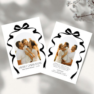 Red Bow Photo Merry Christmas Arch Holiday Card