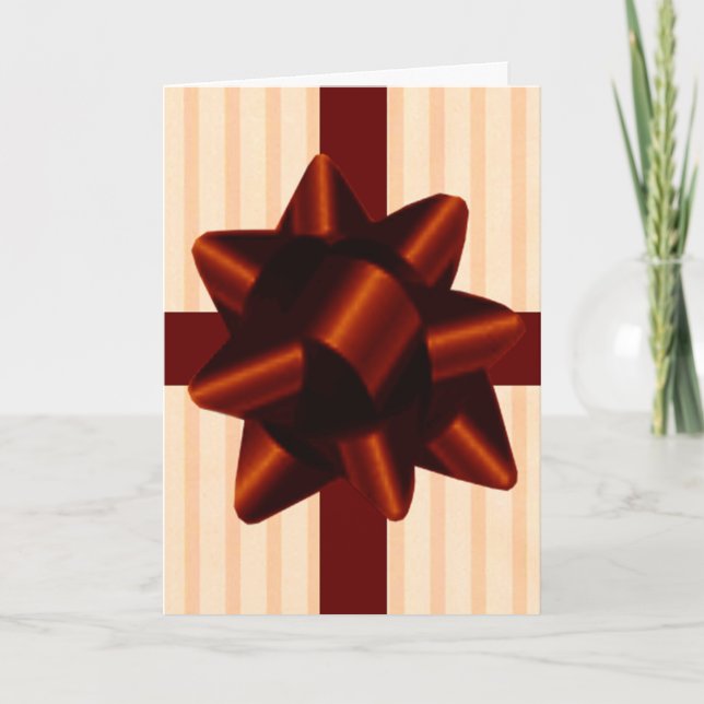 Red Bow Present Holiday Greeting Card (Front)
