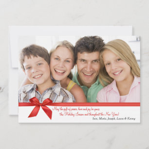 Red Bow Rectangle Photo Holiday Card
