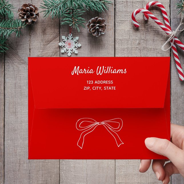 Red bow return address Christmas Envelope (Creator Uploaded)