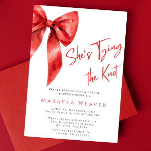 Red Bow She’s Tying the Knot Bridal Shower Invitation