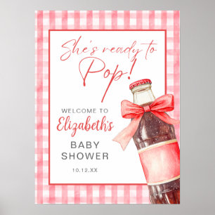 Red Bow Soda Bottle Baby Shower Welcome Sign