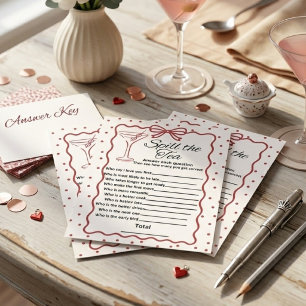 Red Bow Spill the Tea Bridal Shower Game activity