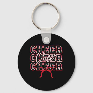Red Bow Sport Cheer Cheerleader Cheerleading Girl  Key Ring