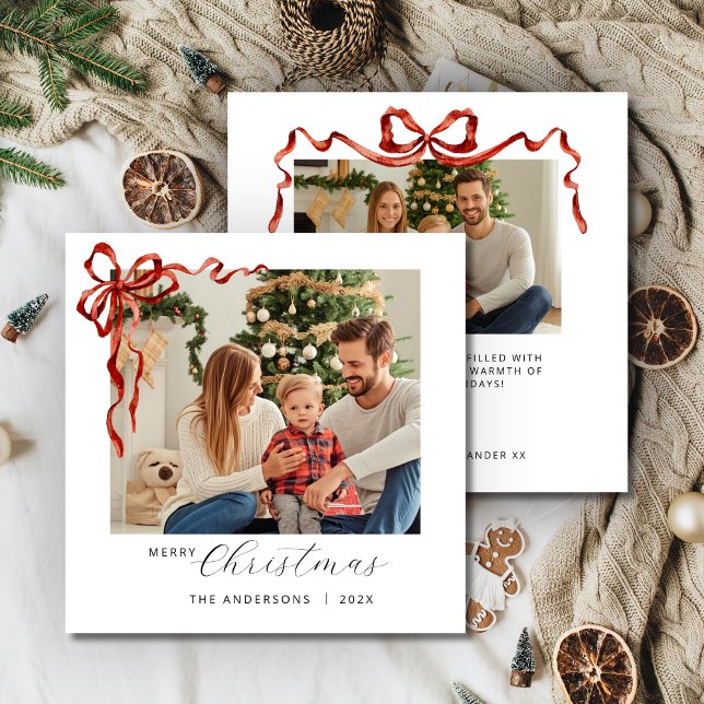 Red Bow Square Christmas Photo Holiday Card (Red Bow Square Christmas Photo Holiday card
)