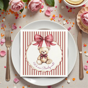 Red Bow Teddy Bear Baby Shower Napkins