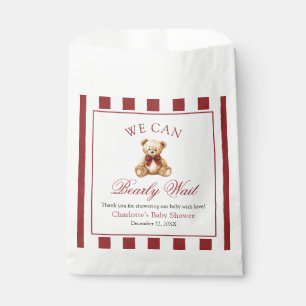 Red Bow Teddy Bear We Can Bearly Wait Baby Shower Favour Bags