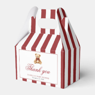 Red Bow Teddy Bear We Can Bearly Wait Baby Shower Favour Box