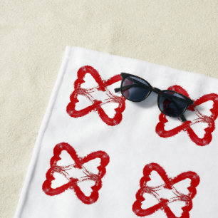 Red Bow Tie Heart Beach Towel