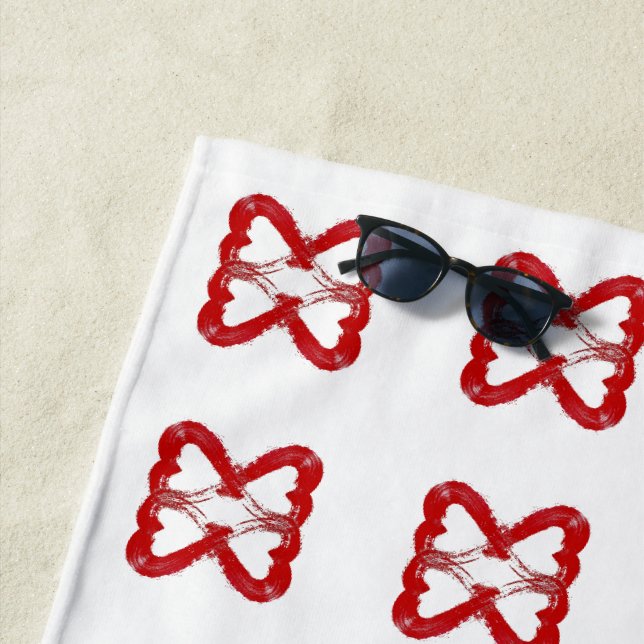 Red Bow Tie Heart Beach Towel (In Situ)