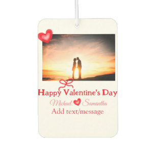 Red bow valentine's day add photo name heart love car air freshener