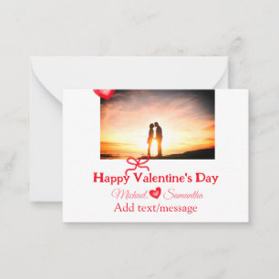 Red bow valentine's day add photo name heart love  card