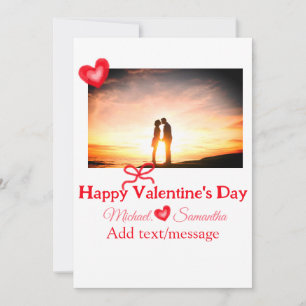 Red bow valentine's day add photo name heart love invitation