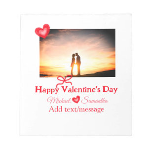 Red bow valentine's day add photo name heart love notepad