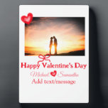 Red bow valentine's day add photo name heart love  plaque<br><div class="desc">design</div>