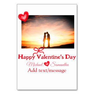 Red bow valentine's day add photo name heart love table number