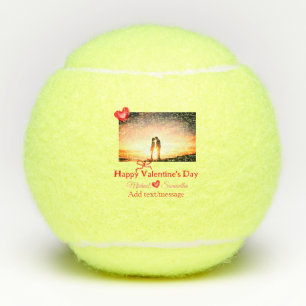 Red bow valentine's day add photo name heart love tennis balls