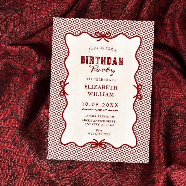 Red bow vintage invitation (Creator Uploaded)