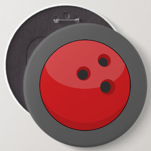 Red Bowling Ball 6 Cm Round Badge