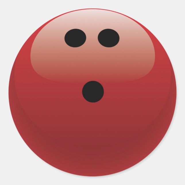RED BOWLING BALL CLASSIC ROUND STICKER (Front)