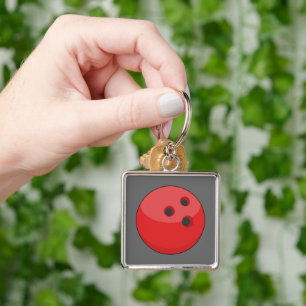Red Bowling Ball Key Ring