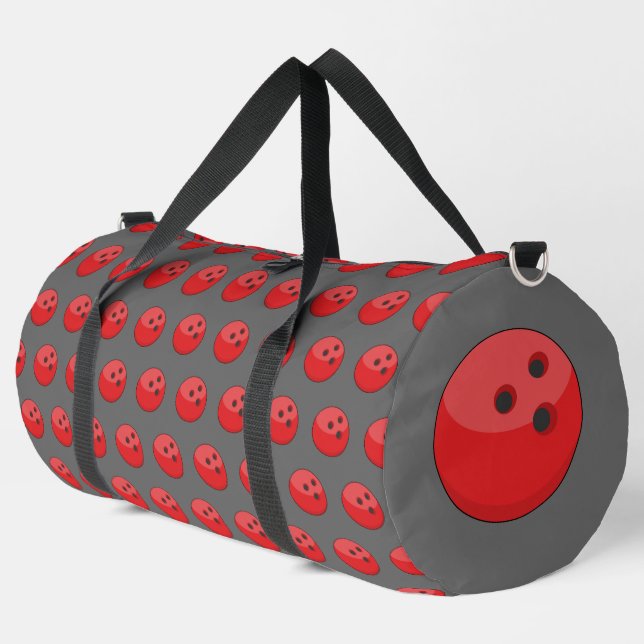 Red Bowling Ball Pattern Duffle Bag (Left Corner)