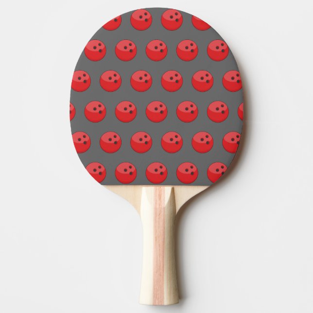 Red Bowling Ball Pattern Ping Pong Paddle (Front)