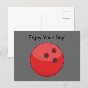 Red Bowling Ball Personalise Holiday Postcard