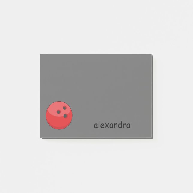 Red Bowling Ball Personalise Post-it Notes (Front)
