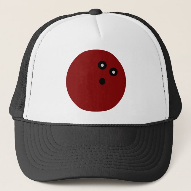 Red Bowling ball Trucker Hat (Front)