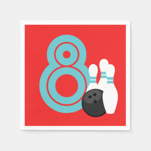 Red Bowling Birthday Paper Napkins
