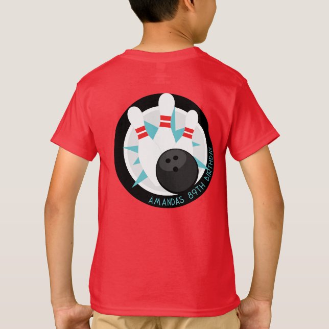 Red Bowling Event Shirt + Name on Front Pocket (Back)