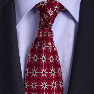 Red Bowling Pin Flower Pattern Tie