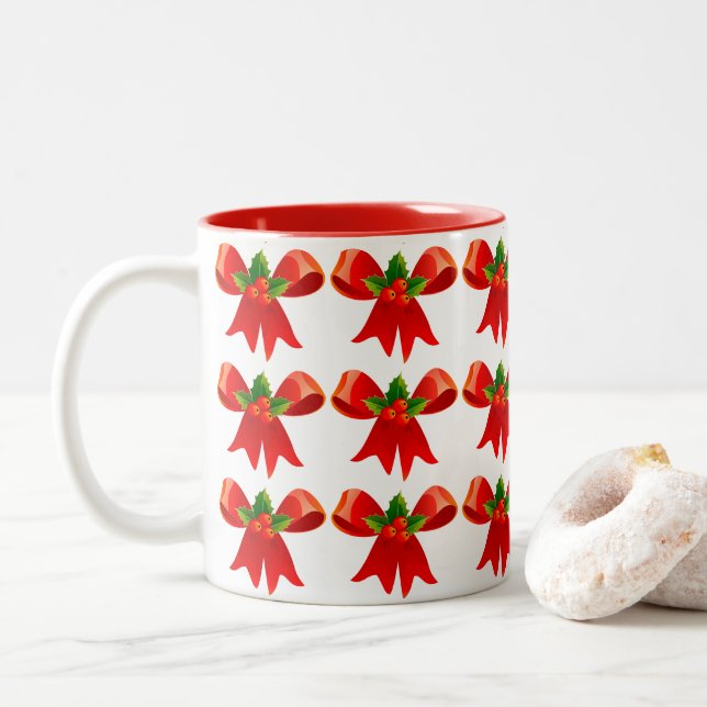 Red Bows And Holly Mug (With Donut)