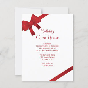 Red Bows Holiday Open House Party Invitation