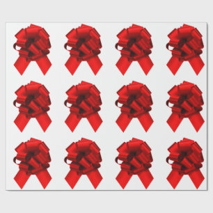 Red Bows on White Wrapping Paper