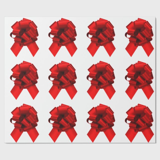 Red Bows on White Wrapping Paper (Flat)