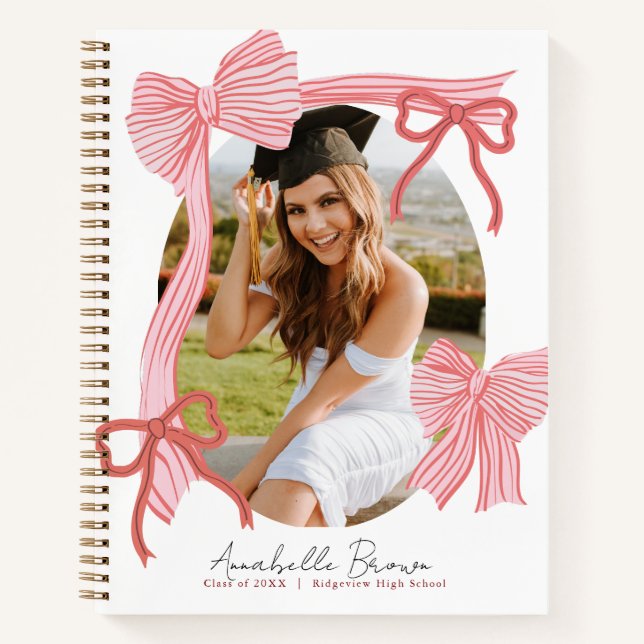 Red Bows Photo Graduation Guest Book (Front)