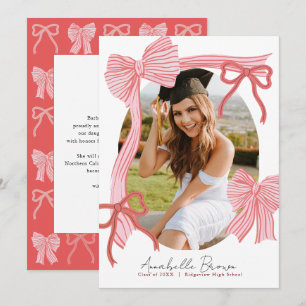 Red Bows Photo Message Graduation Announcement