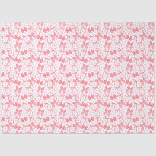 Red Bows & Pink Dots Tissue Paper (Front)