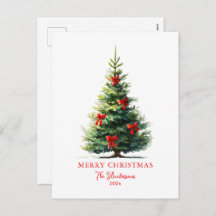 Red Bows Ribbons Merry Tree 