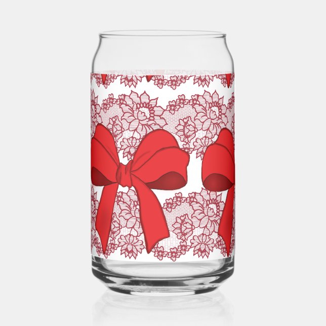 red bows style can glass (Front)
