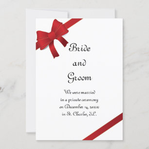 Red Bows Winter Marriage / Elopement Announcement